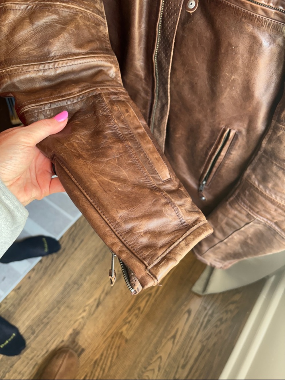 Roland Sands brown leather motorcycle jacket - Medium - excellent condition - Picture 4 of 6